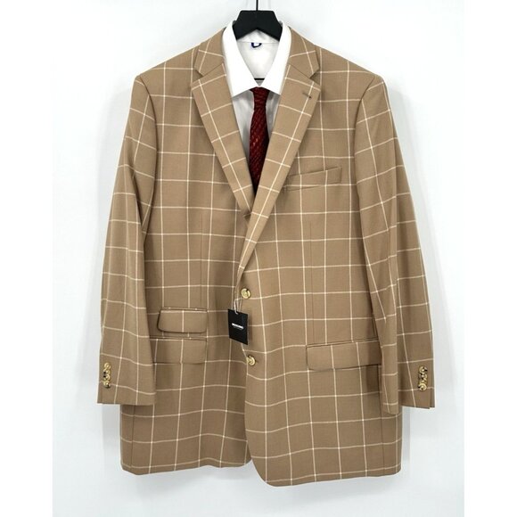 NEW INDOCHINO jacket blazer sport coat windopane plaid custom extra long 52XL - Picture 2 of 12